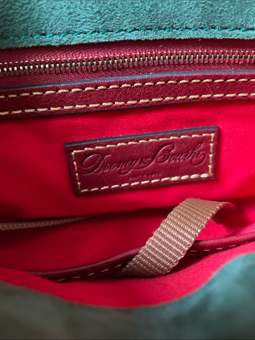 Dooney & Bourke Burgundy Leather Crossbody with Brass Hardware - Picture 13 of 14
